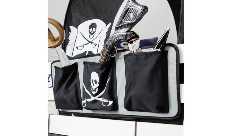Noa & Nani Kids Bed Tidy Pocket Organiser in Pirate Hideaway Design - Black