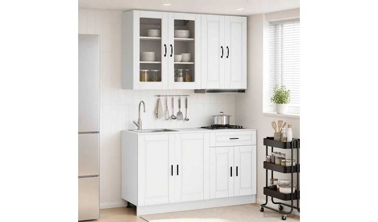 Walplus 4 Piece Engineered Wood Kitchen Unit Set - White