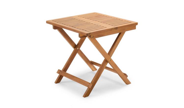 Vonhaus Hudson Acacia Wood Folding Garden Side Table - Brown