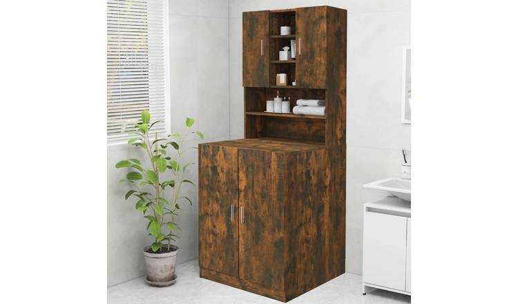 Walplus Washing Machine Cabinet Smoked - Smoked Oak - 70.5 x 25.5 x 90 cm