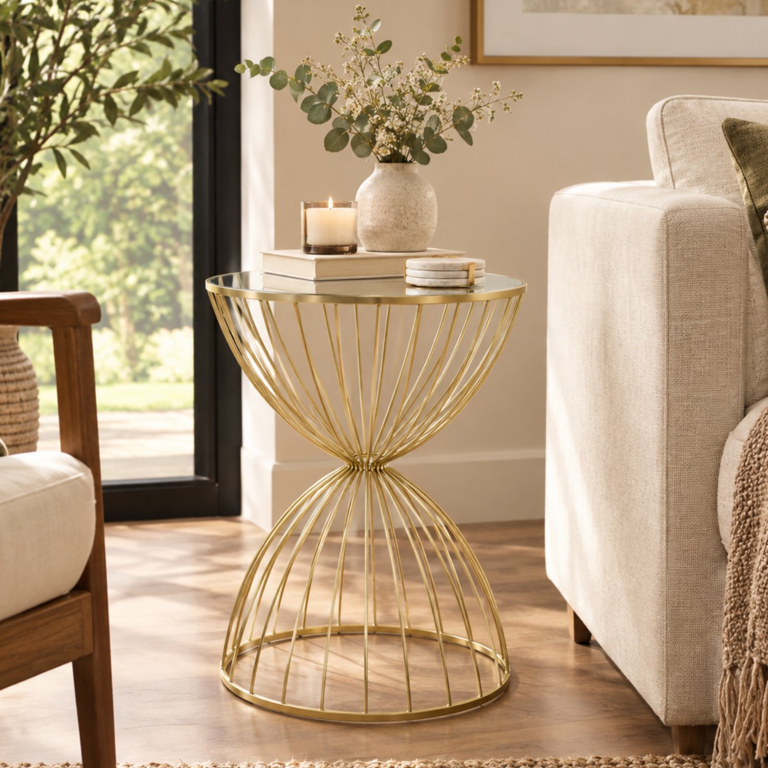 Orsina Mirrored Round Side Table – Gold - Image 2