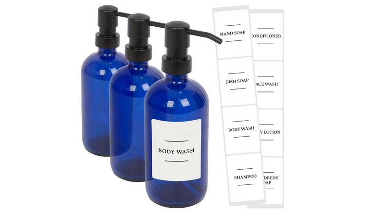 Harbour Housewares Soap Dispensers with Labels  - Set of 3