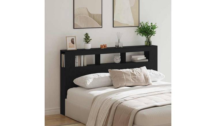 Walplus Engineered Wood LED Headboard - Black Ash - 180 x 18.5 x 103.5 cm