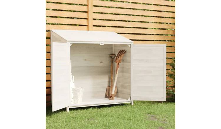 Walplus Wood Garden Shed Solid Fir - White - 102 x 52 x 112 cm