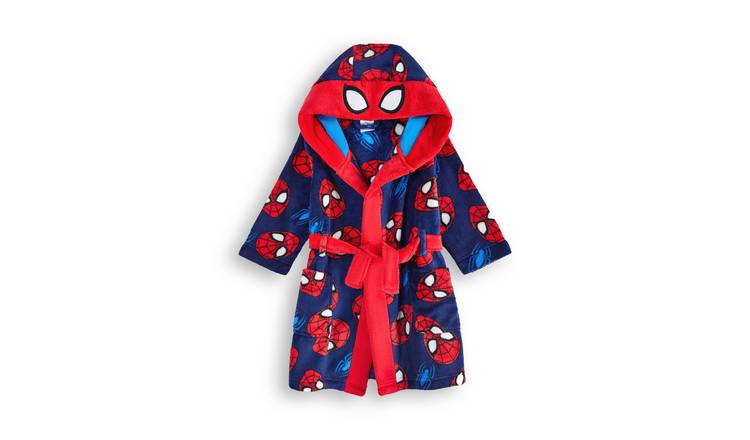 Spiderman AOP Kids Boys Hooded Bathrobe 6-7 Years - Red