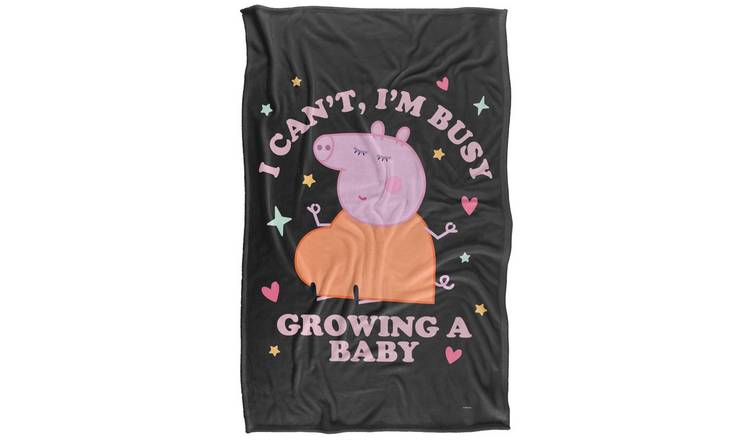 Peppa Pig Busy Growing A Baby Mummy Pig White Blanket - 152cm x 127cm