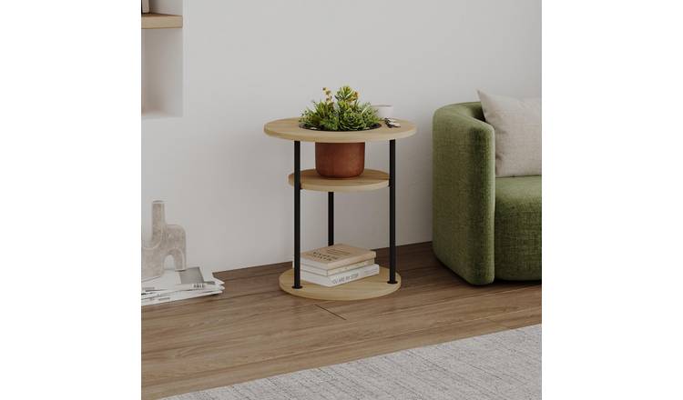 Decortie Grova Wood-Effect Particleboard Side Table - Oak