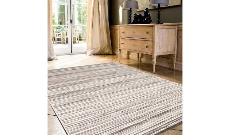 Mega Flooring White Modern Striped Rug - 80 x 150cm