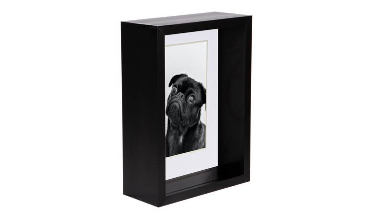 Nicola Spring 3D Deep Box Photo Frame - 5" x 7" with Mount - Black/White