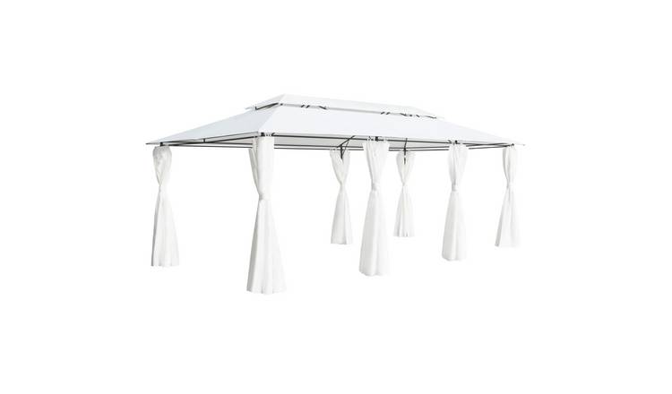 Walplus 600 x 298 x 270 cm 180gsm Garden Gazebo with Curtains - White
