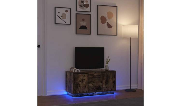 Walplus LED Engineered Wood TV Cabinet - Dark Oak - 100 x 41 x 50 cm