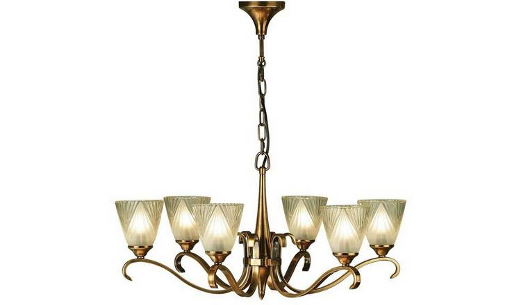 Loops Direct Steel and Glass 6-Light Pendant - Antique Brass
