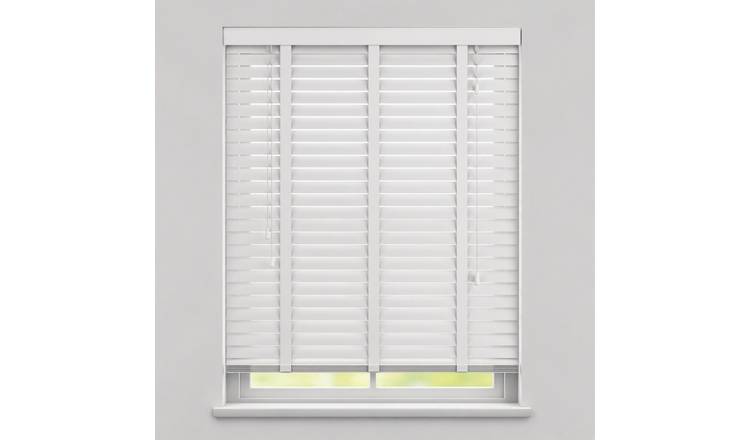 New Edge Blinds White Gloss Faux Wood Tape Venetian Blind - 120cm x 120cm