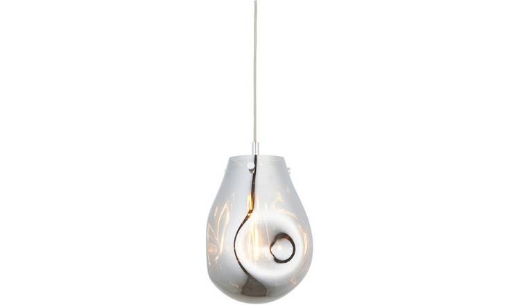Loops Direct 10W LED Steel and Glass Pendant Light - Chrome