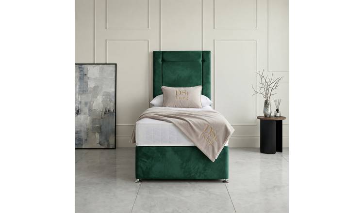 DS Living Kingsley Single Upholstered Divan Bed Frame - Green