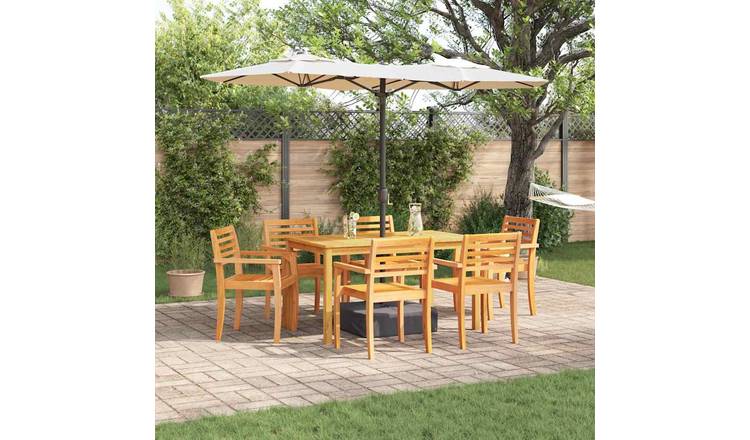 Walplus 7 Piece Garden Dining Set Slim Design - Brown - 150 x 90 x 74 cm