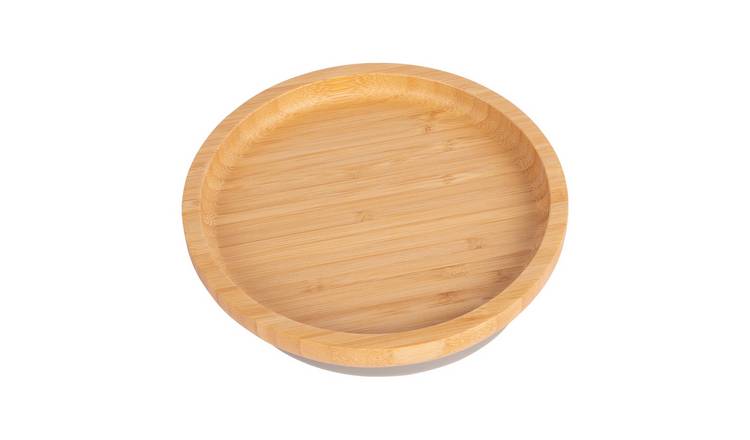 Tiny Dining Children's Bamboo Suction Round Plate - Grey