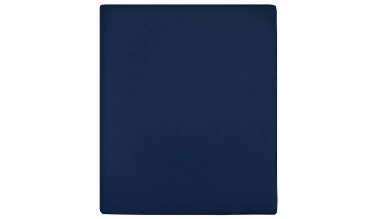 Walplus Pack of 2 Cotton Jersey Fitted Sheets - Navy Blue - 140 x 200 cm