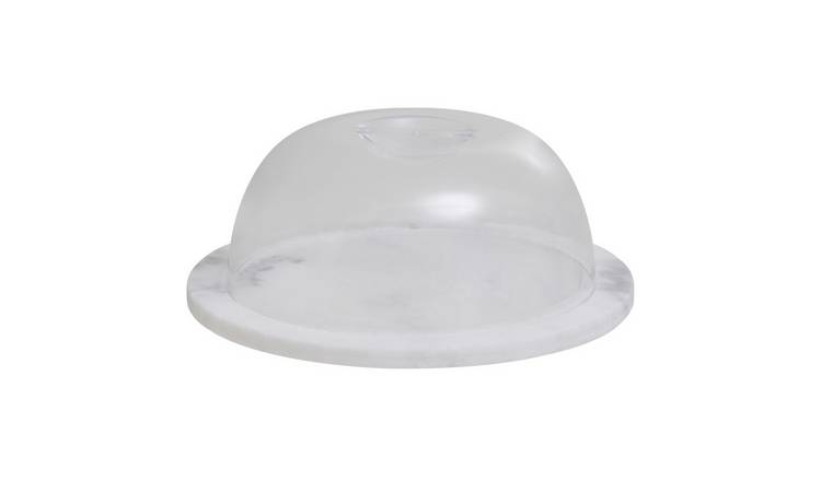 Orsina Kindia Round Marble Cheese Board with Dome Lid - Clear
