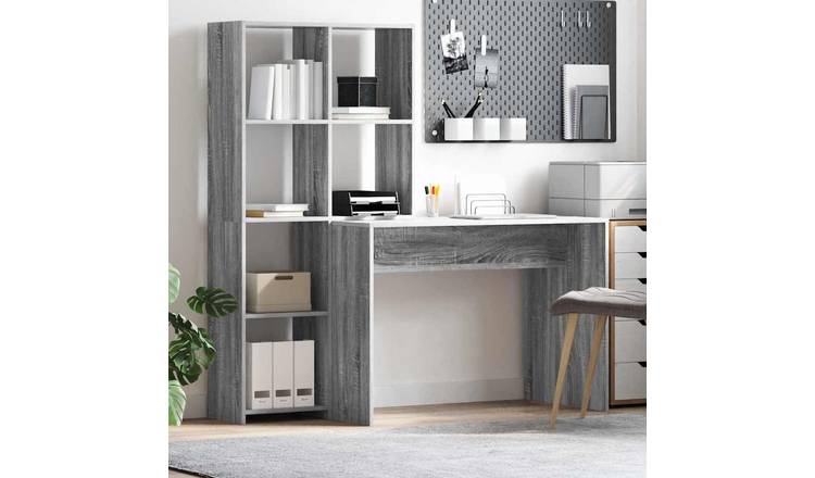 Walplus Shelf Engineered Wood Desk - Grey and Oak - 138.5 x 55 x 143 cm