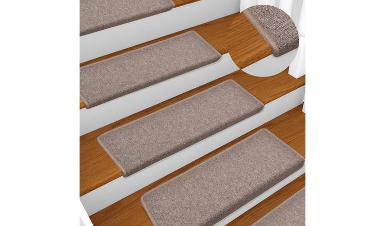 Walplus Pack of 15 Rectangular Stair Mats - Light Brown - 65 x 21 cm - 3.5 mm