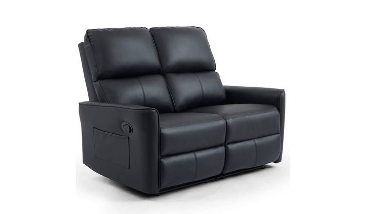 Furniture Online Madrid Manual Recliner 2 Seater Leather Sofa – Black