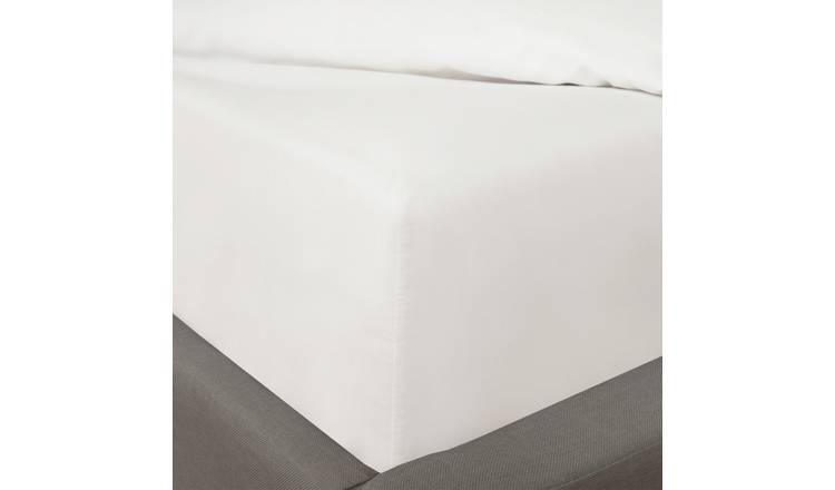 OHS Easy Care Polycotton Deep Fitted Bed Sheet White - Double