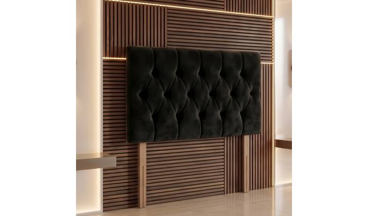 Somnior Chester Velvet Single 30" Upholstered Headboard - Black
