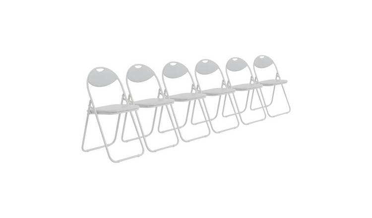 Harbour Housewares Padded Folding Chairs - White/White - Pack of 6