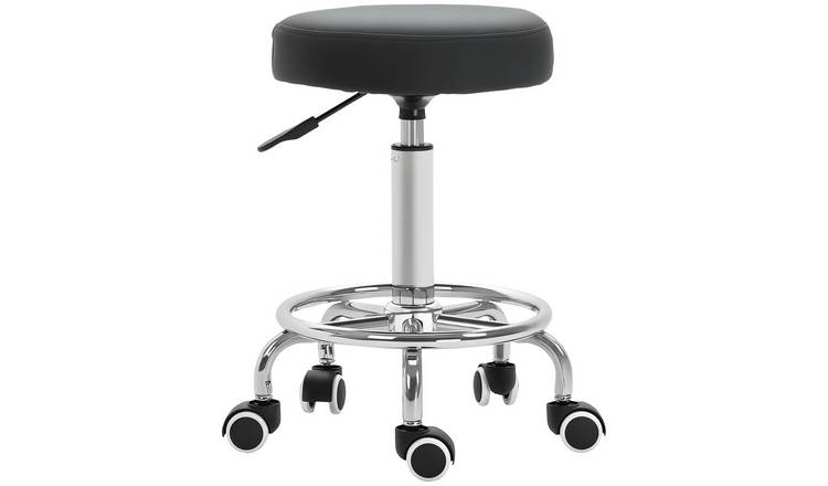 Vinsetto Round PU Leather Height Adjustable Stool Chair - Black
