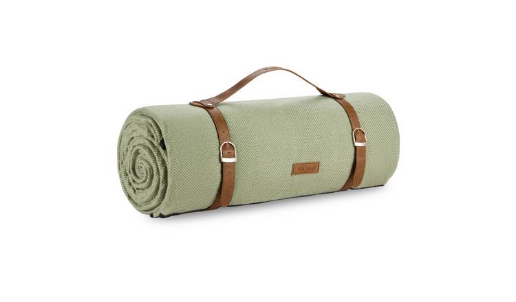 Vonshef 300x200cm Herringbone Design Waterproof Picnic Blanket - Green