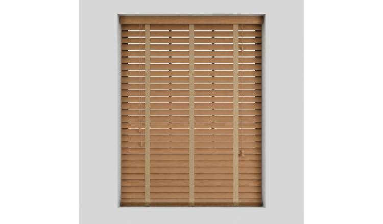 New Edge Blinds Light Oak Real Wood Tape Venetian Blind - 120cm x 120cm