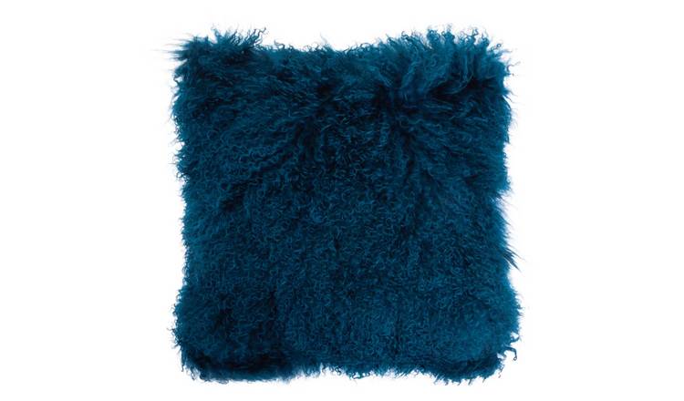 Orsina Bosie Real Mongolian Fur Square Cushion – Teal