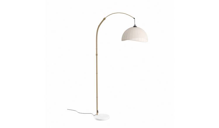 Living and Home Floor Lamp with Fabric Lampshade - Off White