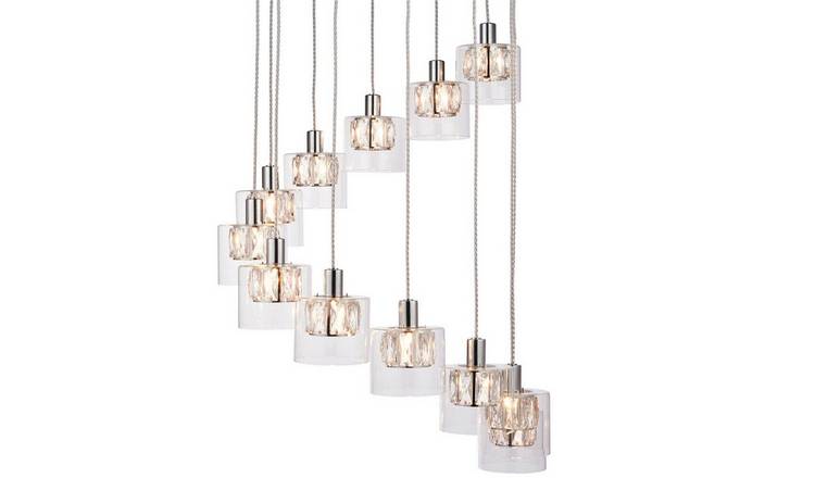Loops Direct Glass 12-Light Ceiling Pendant - Chrome and Clear