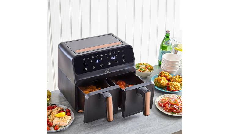 Neo Electric 8.5L Digital Air Fryer with Dual Drawer - Black & Copper