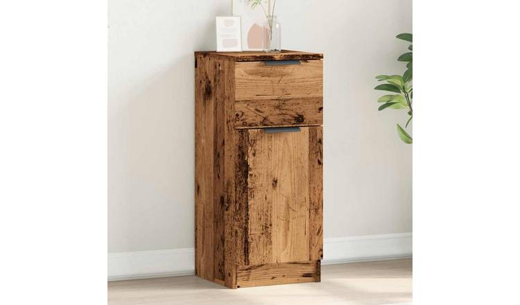 Walplus Engineered Wood 2 Compartments Sideboard - Dark Wood - 30 x 30 x 70 cm