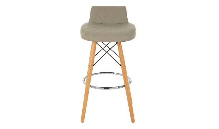 Orsina Stockholm Faux Leather Quilted Bar Stool – Grey & Natural