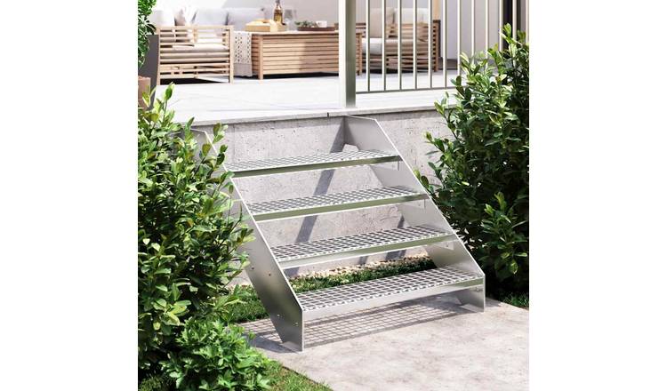 Walplus Galvanised Steel Grate Step - Silver - 90 x 24 cm