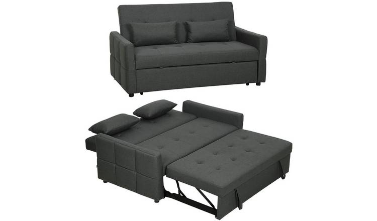 HOMCOM 2 Seater Sofa Bed with Pull Out Design - Charcoal Grey