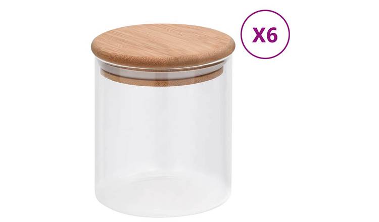 Walplus Pack of 6 Storage Jars with Lid 600 Ml - Transparent - 9.5 x 11 cm