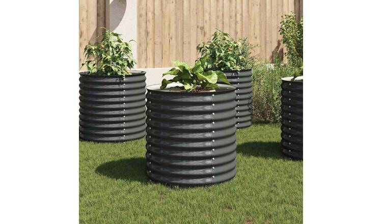 Walplus Galvanised Steel Raised Garden Bed - Grey - 80 x 80 x 81 cm