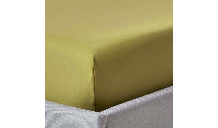 Homescapes Egyptian Cotton Olive Sateen Fitted Sheet - Single