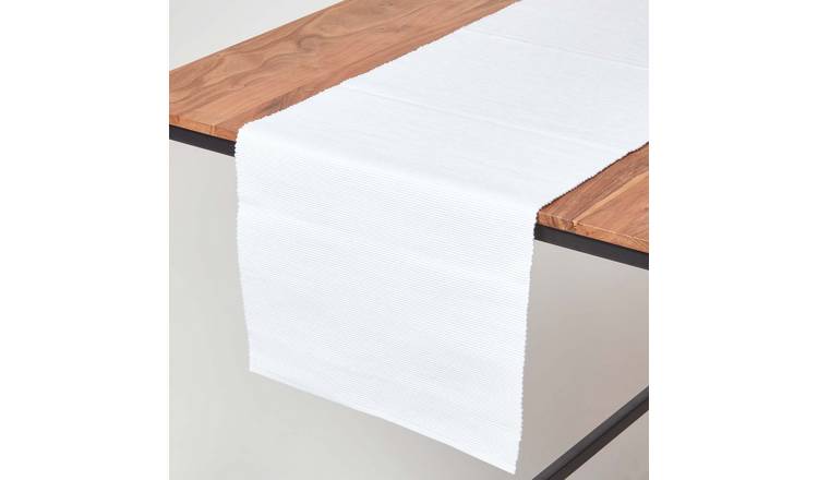 Homescapes Cotton Plain Table Runner - 44 x 178 cm - White
