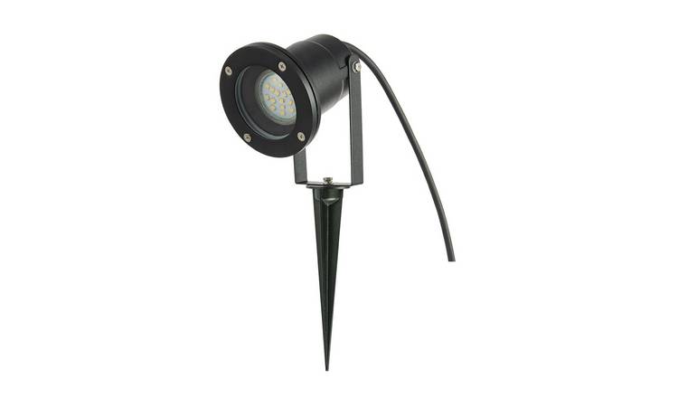 Happy Homewares Black Garden 240v Spike in Matte Black Outdoor Post Light - 9cm