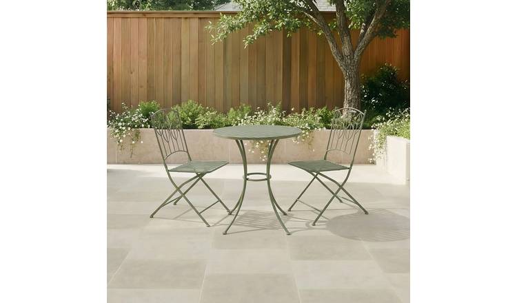 Charles Bentley Leaf Design Rustic Metal Garden Bistro Set - Green