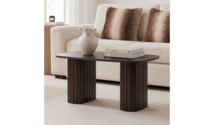 OHS Madison Ribbed Coffee Table - Coffee Brown