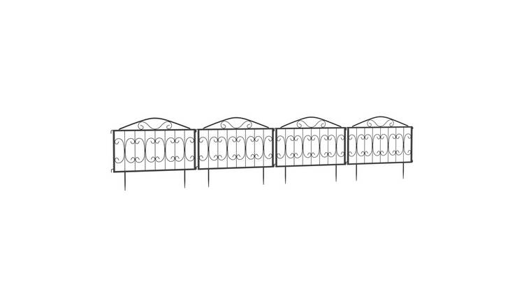 Outsunny 4PCs Decoration Outdoor Picket Fence Panels - Black