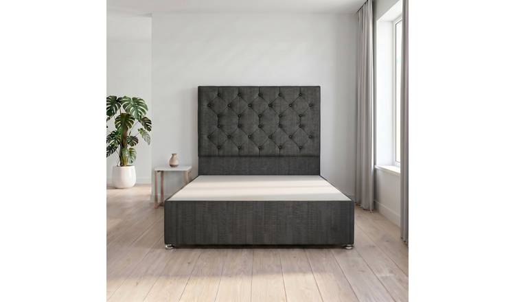 Somnior Diamante Tweed 5FT King Divan Bed Base - Charcoal