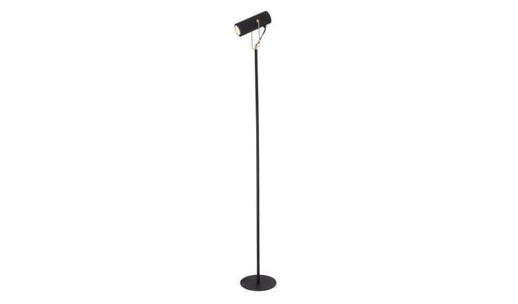 Happy Homewares Spot in Matte Black and Gold with Adjustable Floor Lamp - 18cm